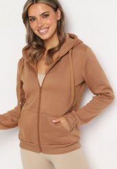 Brązowa Bluza z Kapturem Sithi. Brązowe bluzy damskie Born2be, l, bez wzorów, z jeansu, klasyczne, bez ramiączek, z kapturem. Za 54.99 zł.