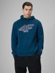 4F Bluza dresowa regular z kapturem męska - turkusowa XXL. Niebieskie bluzy sportowe męskie 4F, m, bez wzorów, z dresówki, z kapturem, trekkingowe. Za 189.99 zł.