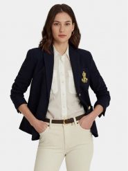 Lauren Ralph Lauren Marynarka 200797305005 Granatowy Slim Fit. Niebieskie marynarki i żakiety damskie Lauren Ralph Lauren, bez wzorów, z bawełny, bez kołnierzyka, bez ramiączek. Za 739.99 zł.