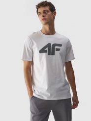 4F T-shirt regular z nadrukiem męski - biały 3XL. Białe t-shirty męskie 4F, m, bez wzorów, z bawełny, bez kołnierzyka, bez ramiączek. Za 59.99 zł.