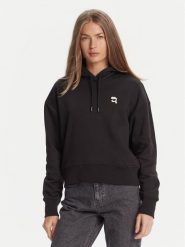 KARL LAGERFELD Bluza A3W20053 Czarny Regular Fit. Czarne bluzy damskie KARL LAGERFELD, xl, bez wzorów, z bawełny, bez ramiączek, bez kaptura. Za 739.99 zł.