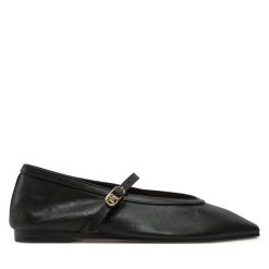 Baleriny Tommy Hilfiger. Czarne balerinki damskie Tommy Hilfiger, bez wzorów, bez obcasa, bez zapięcia. Za 379.99 zł.
