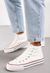 Białe Sznurowane Trampki z Cholewką za Kostkę Raniea. Białe trampki i tenisówki damskie Renee, bez wzorów, za kostkę, bez zapięcia. Za 59.99 zł.