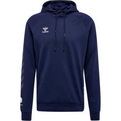 Bawełniana bluza z kapturem Hummel Move Grid. Niebieskie bluzy męskie Hummel, s, bez wzorów, z bawełny, sportowe, bez ramiączek, z kapturem. Za 251.50 zł.