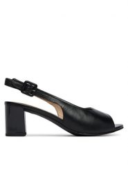 Caprice Sandały 9-28307-46 Czarny. Czarne sandały damskie Caprice, bez wzorów, ze skóry, bez obcasa, na słupku, bez zapięcia. Za 221.99 zł.