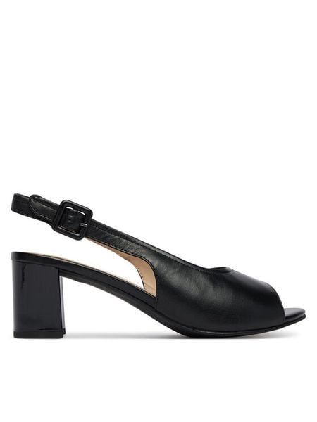 Caprice Sandały 9-28307-46 Czarny. Czarne sandały damskie Caprice, bez wzorów, ze skóry, bez obcasa, na słupku, bez zapięcia. Za 209.99 zł.