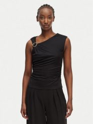 Marciano Guess Top G6GP02 K3068 Czarny Slim Fit. Czarne topy damskie Marciano Guess, s, z aplikacjami, z wiskozy, bez kołnierzyka, bez ramiączek. Za 519.99 zł.