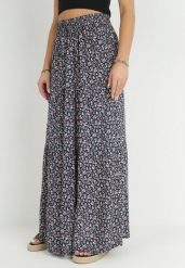 Granatowa Bawełniana Spódnica Maxi w Kwiatki Amelix. Niebieskie spódnice damskie Born2be, s, z aplikacjami, z bawełny, maxi. Za 59.99 zł.