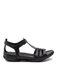 ECCO Sandały Flash 24087353859 Czarny. Czarne sandały damskie ecco, bez wzorów, ze skóry, bez obcasa, na płaskiej podeszwie, bez zapięcia. Za 349.99 zł.