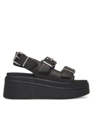 Tommy Jeans Sandały Tjw Wedge Sandal EN0EN02774 Czarny. Czarne sandały damskie Tommy Jeans, bez wzorów, z jeansu, bez obcasa, na koturnie, bez zapięcia. Za 259.99 zł.