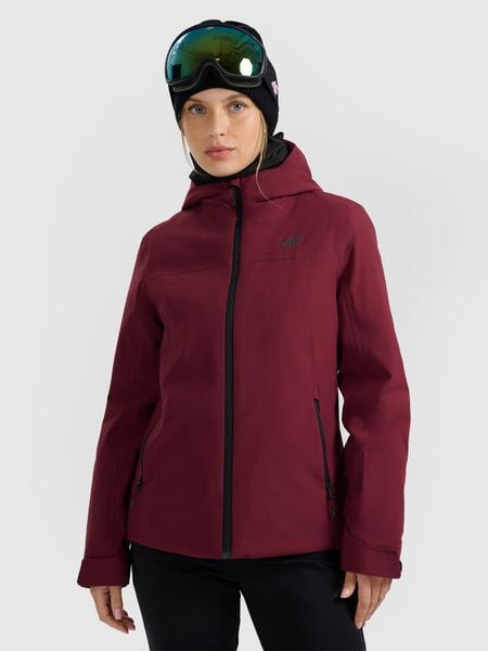 4F Kurtka narciarska membrana 5000 damska - burgundowa M. Czerwone kurtki sportowe damskie 4F, na zimę, m, bez wzorów, z materiału, bez ramiączek, bez kaptura, narciarskie. Za 349.99 zł.