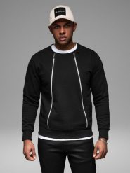 Męska bluza z ozdobnymi zamkami z przodu – czarna V1 OM-SSNZ-0187 - XXL. Czarne bluzy męskie Ombre Clothing, l, z aplikacjami, z bawełny, bez ramiączek, bez kaptura. Za 113.99 zł.