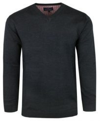 Męski Klasyczny Sweter w Serek (V-Neck) - Antracytowy. Szare swetry męskie Adriano Guinari, l, bez wzorów, z bawełny, biznesowe, bez kołnierzyka, bez ramiączek. Za 159.00 zł.