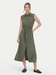 ONLY Sukienka koszulowa Goa 15363697 Khaki Regular Fit. Brązowe sukienki damskie ONLY, s, bez wzorów, ze lnu, bez kołnierzyka, bez ramiączek, koszulowe. Za 175.99 zł.