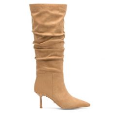 Kozaki Nine West. Brązowe kozaki damskie Nine West, bez wzorów, bez obcasa, na szpilce, bez zapięcia. Za 329.99 zł.