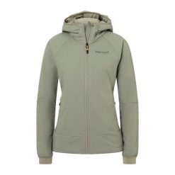 Kurtka hybrydowa damska Marmot Novus LT Hybrid Hoody. Zielone kurtki sportowe damskie Marmot, xs, bez wzorów, bez ramiączek, bez kaptura, trekkingowe. Za 499.99 zł.