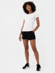 4F Spodenki dresowe damskie M. Czarne szorty damskie 4F, bez wzorów, z bawełny. W wyprzedaży za 29.99 zł.