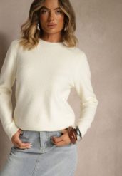 Jasnobeżowy Sweter z Wełną ze Ściągaczami Furrive. Brązowe swetry nierozpinane damskie Renee, bez wzorów, z jeansu, casualowe, bez kołnierzyka, bez ramiączek. Za 69.99 zł.