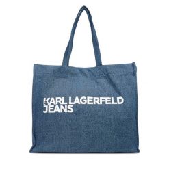 Torebka Karl Lagerfeld Jeans. Niebieskie shopperki damskie Karl Lagerfeld Jeans, bez wzorów, z jeansu, bez dodatków. Za 189.99 zł.