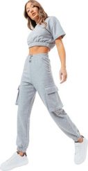 Justhype Justhype Sweat Crop T-Shirt-Cargo Joggers LABON004 szary 8. Szare t-shirty damskie Justhype, bez wzorów, bez kołnierzyka, bez ramiączek. Za 182.26 zł.