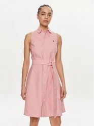Polo Ralph Lauren Sukienka koszulowa 211943505002 Różowy Regular Fit. Czerwone sukienki damskie Polo Ralph Lauren, bez wzorów, z bawełny, bez kołnierzyka, bez ramiączek, koszulowe. Za 1,669.00 zł.