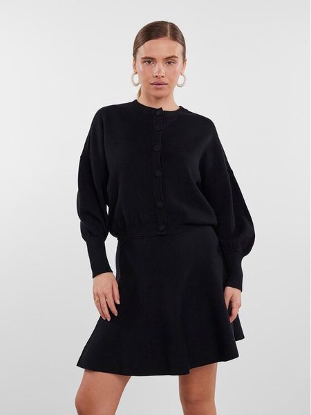 YAS Kardigan 26030699 Czarny Regular Fit. Czarne kardigany damskie YAS, xs, bez wzorów, z wiskozy, bez kołnierzyka. Za 289.99 zł.