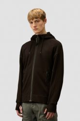 C.P. COMPANY Czarna męska bluza Hooded Open. Czarne bluzy męskie C.P. Company, m, bez wzorów, bez kaptura. W wyprzedaży za 889.99 zł.