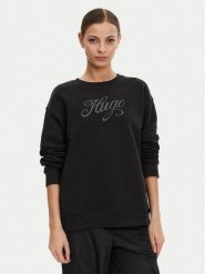 HUGO Bluza 50537246 Czarny Oversize. Czarne bluzy damskie Hugo, s, bez wzorów, z bawełny, bez ramiączek, bez kaptura. Za 249.99 zł.