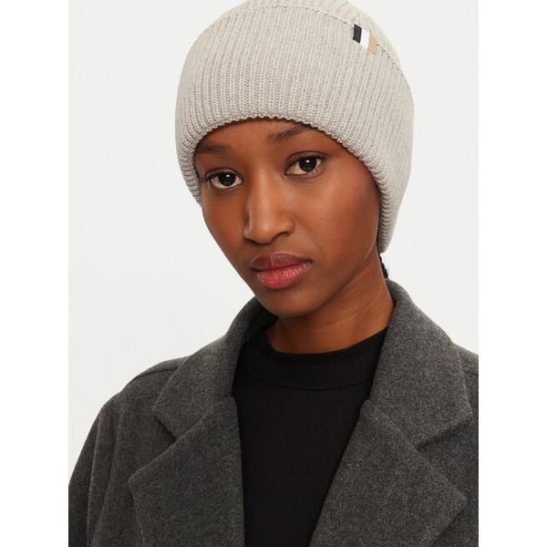 Czapka BOSS. Szare czapki damskie Boss, na zimę, bez wzorów. Za 219.99 zł.