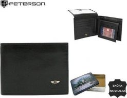 Peterson Portfel męski skórzany PTN 22301-VT BLACK. Czarne portfele męskie Peterson, bez wzorów. Za 149.19 zł.