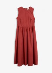 Sukienka midi z czystej bawełny organicznej. Zielone sukienki damskie bonprix, bez wzorów, z bawełny, bez kołnierzyka, bez ramiączek, midi, dopasowane. Za 139.99 zł.