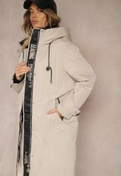 Beżowa Kurtka Parka o Pudełkowym Kroju z Kapturem i Kieszeniami Kaionna. Brązowe kurtki damskie Renee, na zimę, l, bez wzorów, z materiału, z kapturem. Za 329.99 zł.