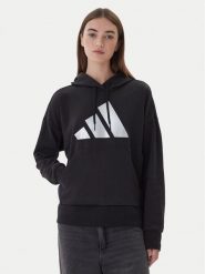Adidas Bluza Holiday Metallic Graphic JV8526 Czarny Regular Fit. Czarne bluzy damskie Adidas, s, bez wzorów, z bawełny, bez ramiączek, bez kaptura. Za 219.99 zł.
