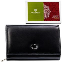 Portfel skórzany Peterson PTN D15-NGV czarny. Czarne portfele damskie Peterson. Za 87.99 zł.