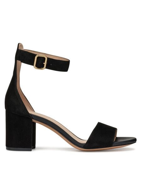 Geox Sandały D Virnilisa 65 S D55YZA 00021 C9999 Czarny. Czarne sandały damskie Geox, bez wzorów, ze skóry, bez obcasa, na słupku, bez zapięcia. Za 569.99 zł.