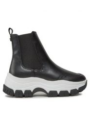 Guess Botki Besona FL8BEO ELE12 Czarny. Czarne botki damskie Guess, z aplikacjami, ze skóry, bez obcasa, na płaskiej podeszwie, bez zapięcia. Za 739.99 zł.