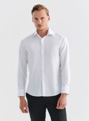 PAKO LORENTE – Koszula męska BODHI P000B-1X-508-B. Białe koszule męskie Pako Lorente, m, bez wzorów, z bawełny, eleganckie, bez kołnierzyka, bez ramiączek. Za 99.99 zł.