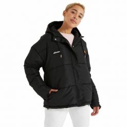 Kurtka Sportowa Damska Ellesse Pejo. Czarne kurtki sportowe damskie Ellesse, l, bez wzorów, z materiału, bez ramiączek, bez kaptura. Za 440.55 zł.