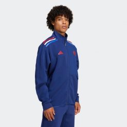 Kurtka do rugby ADIDAS Francuska Reprezentacja Rugby XV de France. Brązowe kurtki męskie Adidas, xl, bez wzorów, z dresówki, sportowe, bez kaptura. Za 529.99 zł.