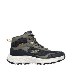 Buty męskie Skechers Hillcrest 2.0 237804 OLBK - trekkingowe, water repellent. Czarne trekkingi męskie Skechers, bez zapięcia. Za 279.99 zł.