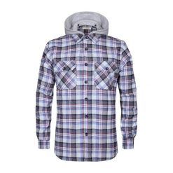 Koszula męska LUMBERJACK FUN TARTAN HOODIE SHIRT. Koszule męskie Lumberjack, m, bez wzorów, bez kołnierzyka, bez ramiączek. Za 249.99 zł.