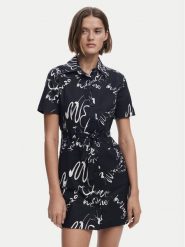 Desigual Sukienka koszulowa 25SWVW38 Czarny Regular Fit. Czarne sukienki damskie Desigual, xs, bez wzorów, z bawełny, bez kołnierzyka, bez ramiączek, koszulowe. Za 289.99 zł.