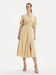 DKNY Sukienka codzienna D2A4BIAM Beżowy Regular Fit. Brązowe sukienki damskie DKNY, na co dzień, bez wzorów, z lyocellu, bez kołnierzyka, bez ramiączek, proste. Za 679.99 zł.