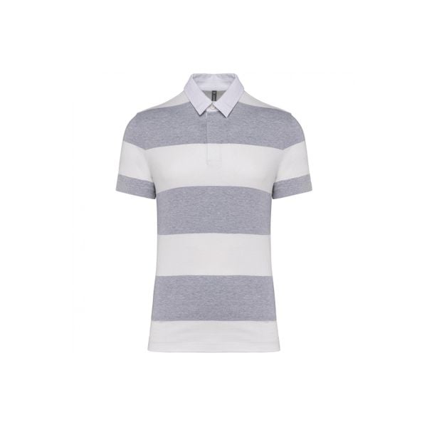 Koszulka polo w paski Kariban. Szare bluzki damskie KARIBAN, bez wzorów, bez kołnierzyka, bez ramiączek. Za 174.50 zł.