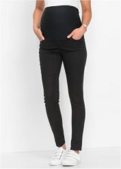 Jegginsy ciążowe ze stretchem, Skinny. Czarne jeansy damskie bonprix, bez wzorów, z jeansu, moda ciążowa. Za 129.99 zł.