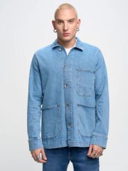 Kurtka męska jeansowa niebieska Bill 214. Niebieskie kurtki męskie BIG STAR, l, bez wzorów, z denimu, eleganckie, bez kaptura. W wyprzedaży za 119.99 zł.