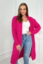 Sweter Kardigan splot warkocz fuksja. Czerwone kardigany damskie KESI, l, bez wzorów, z wełny, bez kołnierzyka, plus size. Za 178.78 zł.