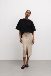 Długa spódnica w paski w kolorze BEIGE TONE- RADIANCE-XL. Brązowe spódnice damskie Marsala, na co dzień, xl, bez wzorów, z poliesteru, eleganckie, maxi, proste. W wyprzedaży za 79.96 zł.