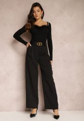 Czarne Spodnie Szerokie High Waist Gaye. Czarne spodnie materiałowe damskie Renee, bez wzorów, z jeansu, z podwyższonym stanem. Za 79.99 zł.