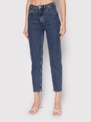 Guess Jeansy W2YA21 D4NH5 Niebieski Mom Fit. Niebieskie jeansy damskie Guess, z aplikacjami, z bawełny. Za 329.99 zł.